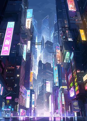 Night Cyberpunk Cityscape