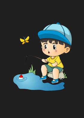 Cute Fishing Boy Angler