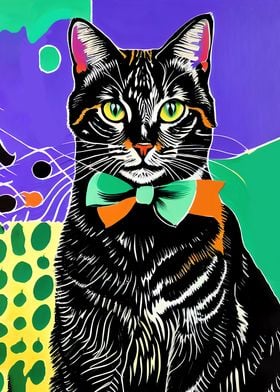 Cat Linocut Poster