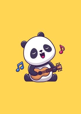 Cute Panda Playing Guitar 