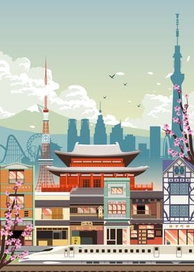 Kyoto Japan Travel Art affiches et impressions par FAA Grafica - Printler