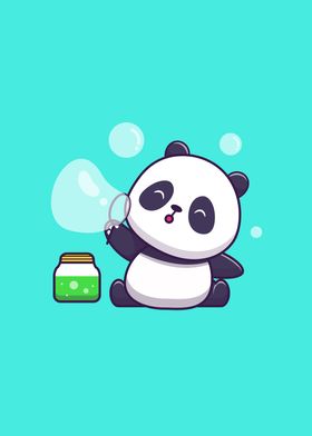 Cute Panda Playing Soap 