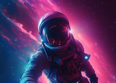 Cyber Synthwave Astronaut