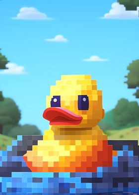 cute duck in pixel art