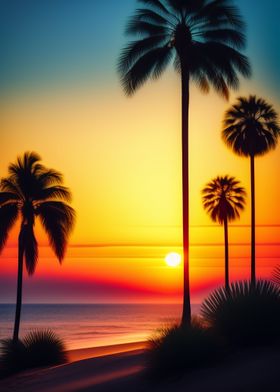 Golden Sunset Palms