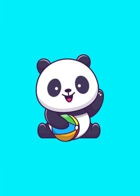 Cute Panda Playing Ball