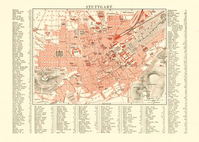 Vintage Map Stuttgart
