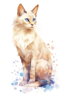 Balinese Cat Watercolor