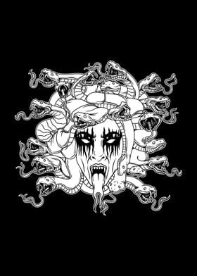 Medusa Illustration BnW