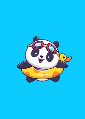 Cute Panda Swimming