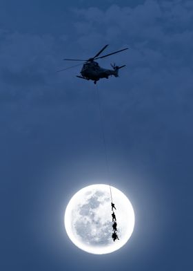 Moonlit Helicopter Rescue