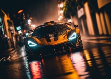 Sports Car in the rain