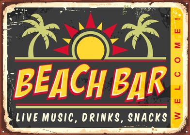 Beach Bar retro sign