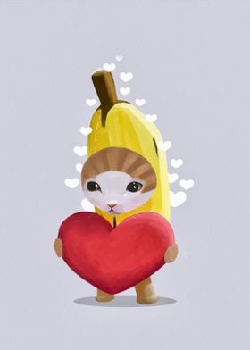 Banana Cat Heart Meme