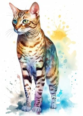 Cute Bengal Cat Painting