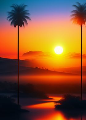 Sunset Palm Bliss