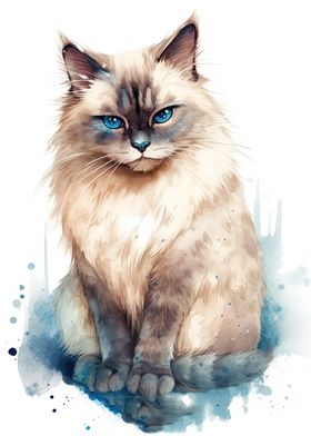 Cute Birman Cat Painting