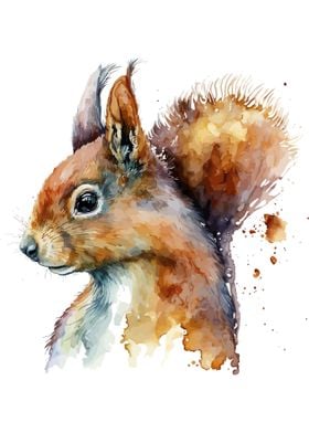 Squirrel in watercolor