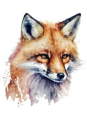 Fox in watercolor style