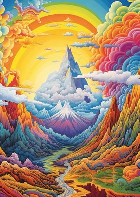 colorful fantasy mountains