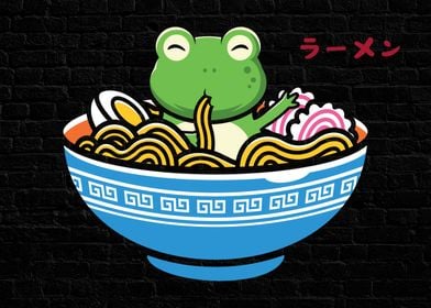 Frog Eating Ramen Noodle