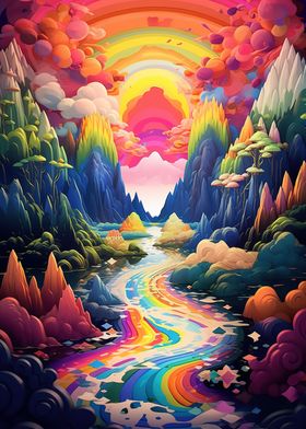 colorful fantasy mountains