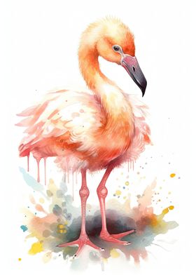 Exotic Watercolor Flamingo