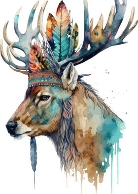 Deer in watercolor style