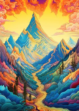 colorful fantasy mountains