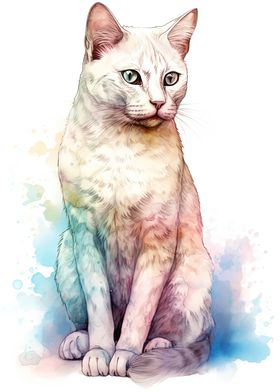 Burmilla Cat Watercolor