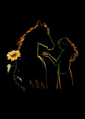 Horse Girl Sunflower Love
