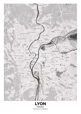 Lyon France streetmap