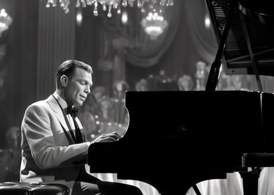 Vintage Crooner at Piano