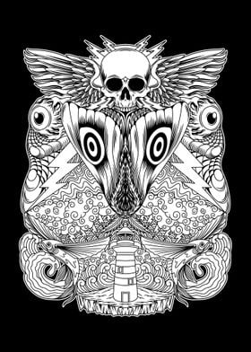 Psychedelic Moth BnW