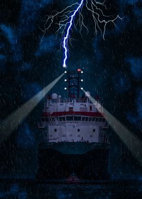 Ship Battling the Storm