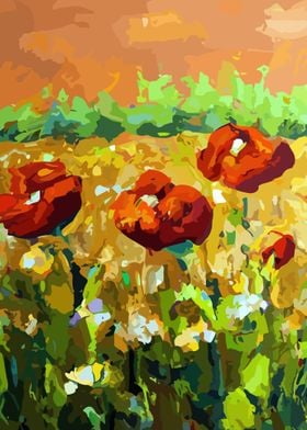 Three Poppies in a Field