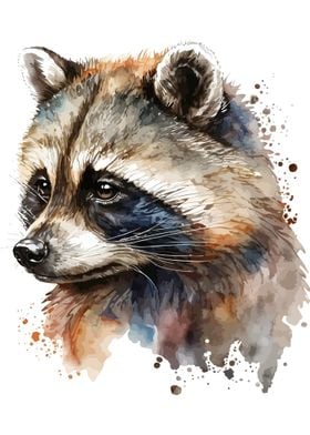 Raccoon in watercolor