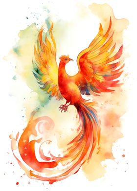 Phoenix Watercolor Bird