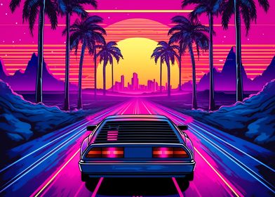 Retro Miami Neon Sunset