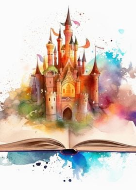 Mythical watercolor castle