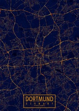 Dortmund Map City At Night