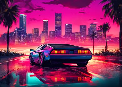 Retro Miami Neon Sunset