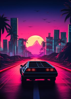 Retro Miami Neon Sunset