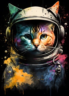 Cat Astronaut Painting