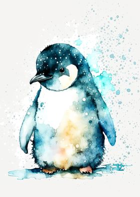 cute watercolour penguin