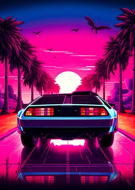 Retro Miami Neon Sunset