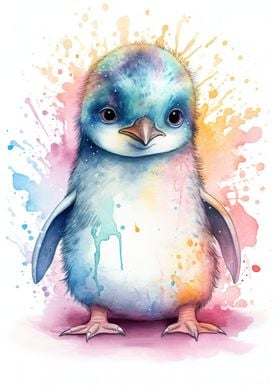 Watercolor Baby Penguin