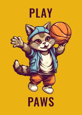 cat play basketball