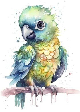 Watercolor Baby Macaw