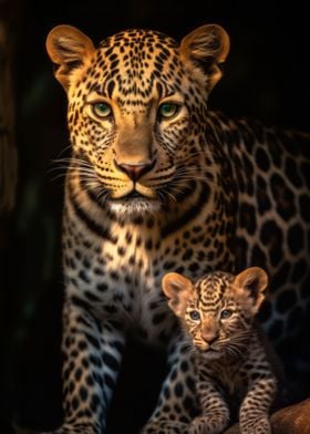 Leopard With Cub